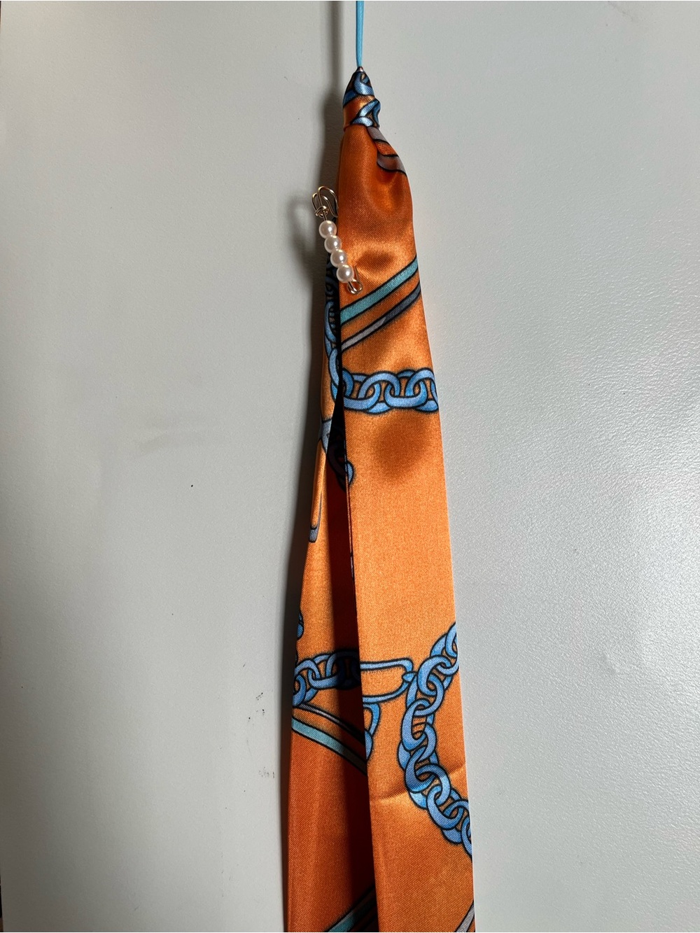 Satin Scarf Necklace with Lapel Pin - Unusex